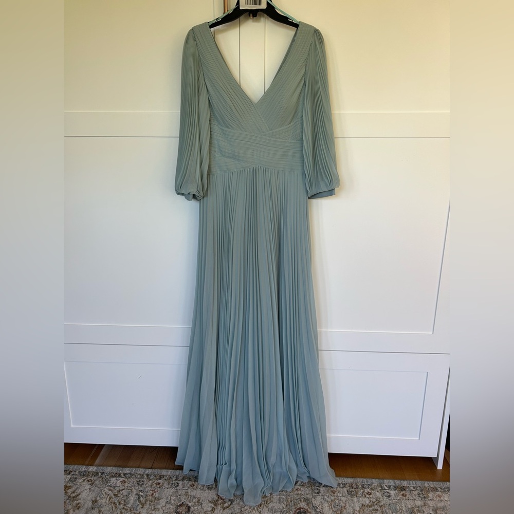 Teri Jon Pleated Chiffon Gown